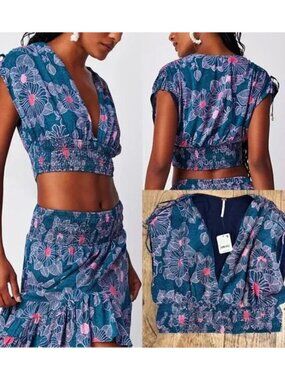 Free People Morning Sun Cropped Top Tropical Large
